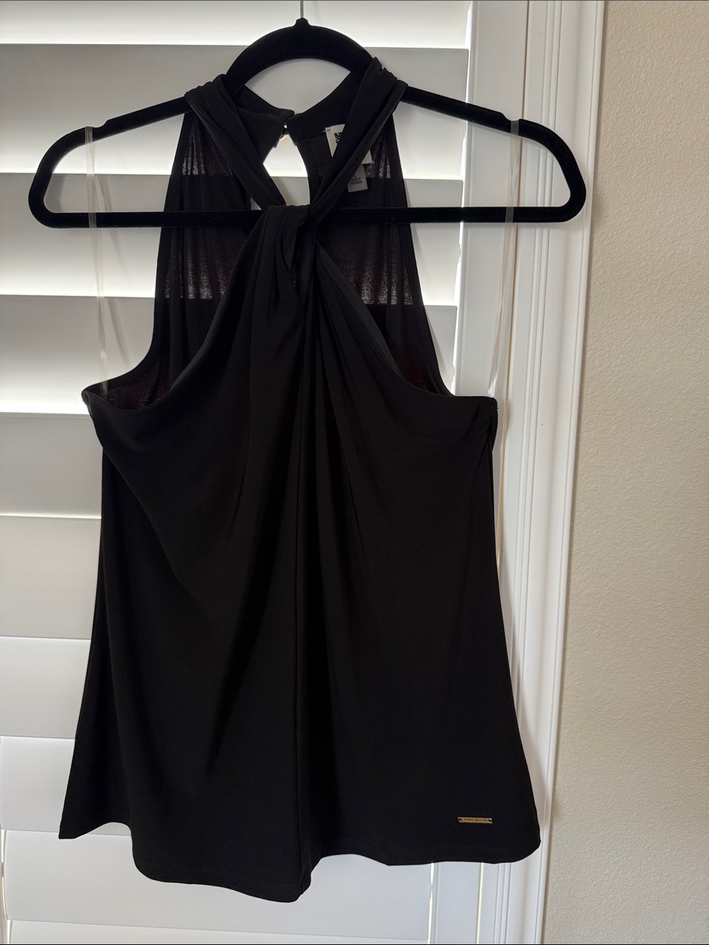 Anne Klein Black Twist-Detail Halter Tank